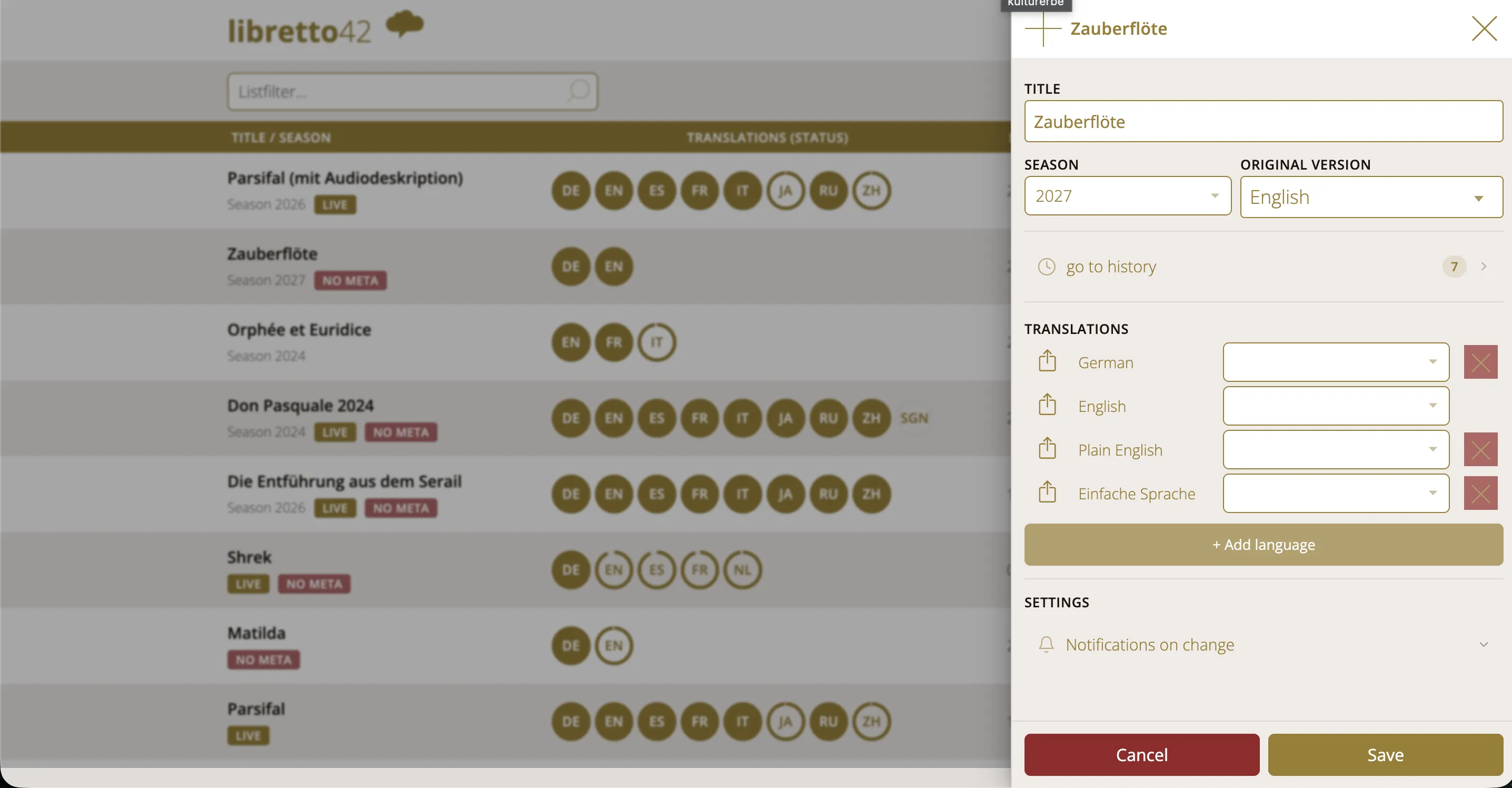 Screenshot vom Dashboard, mit geöffneten Einstellungen im hellen Modus